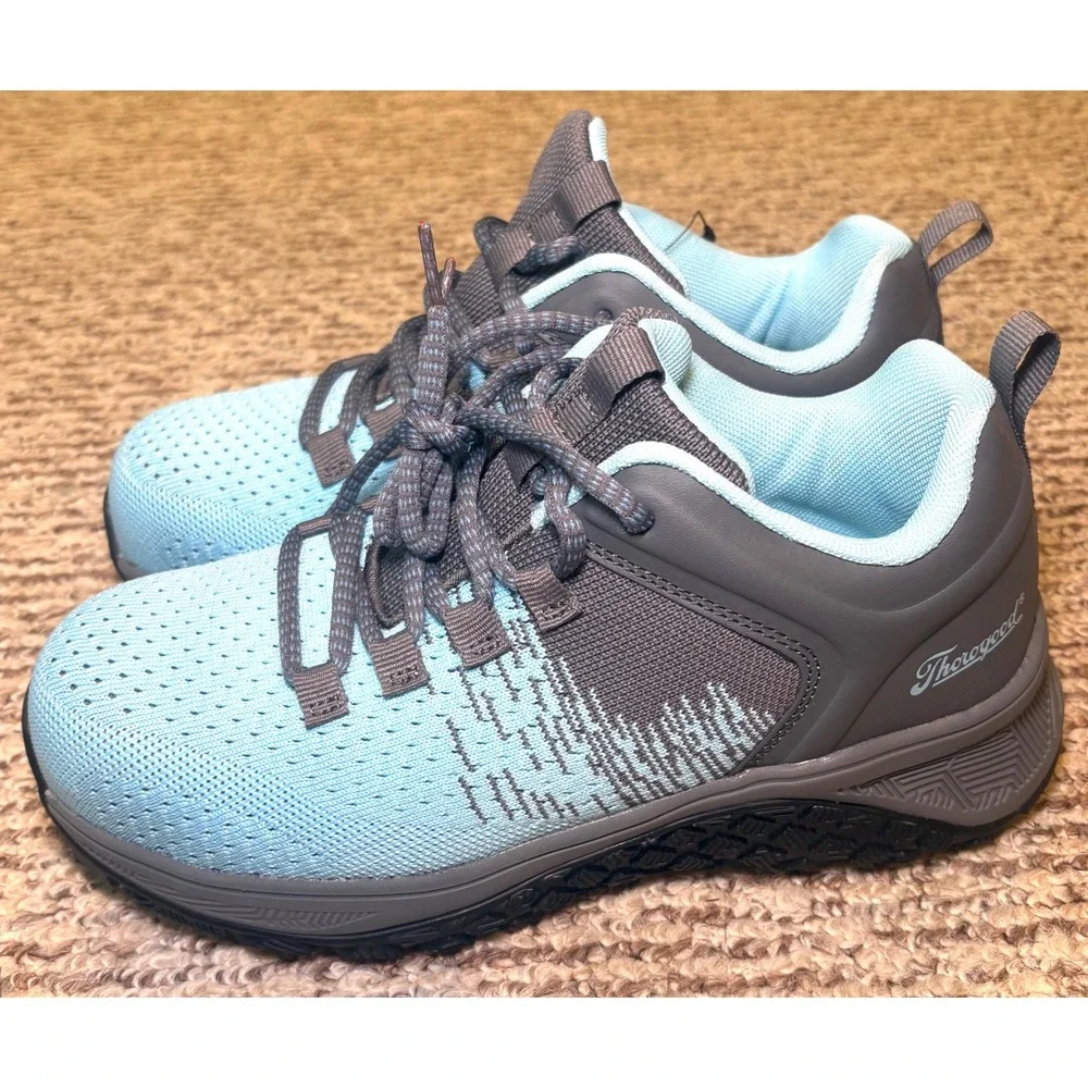 Thorogood Job-Fitted Womens Safety Toe Work Shoes Blue Gray Knit Sneakers NWT